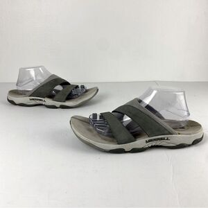 Merrell Women’s Terran Cush 3 Post Sandals Cushioned Sole Gray‎ Nubuck Size 11
